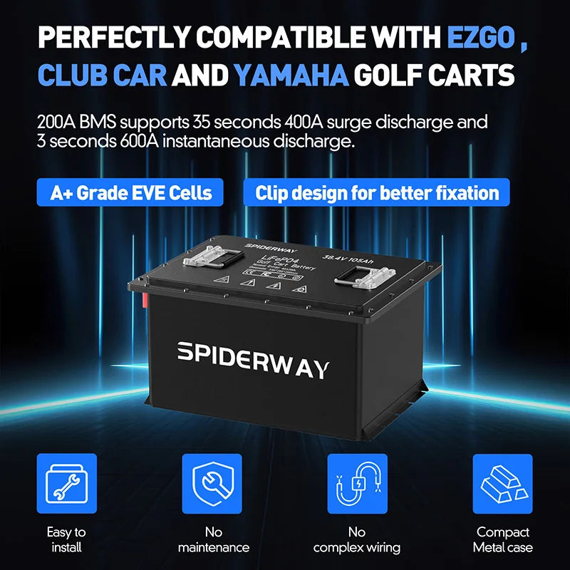 36V 105Ah LiFePO4 Lithium Battery + 36V 25A Fast Charger for Toro John Deere Electric Riding Lawn Mower