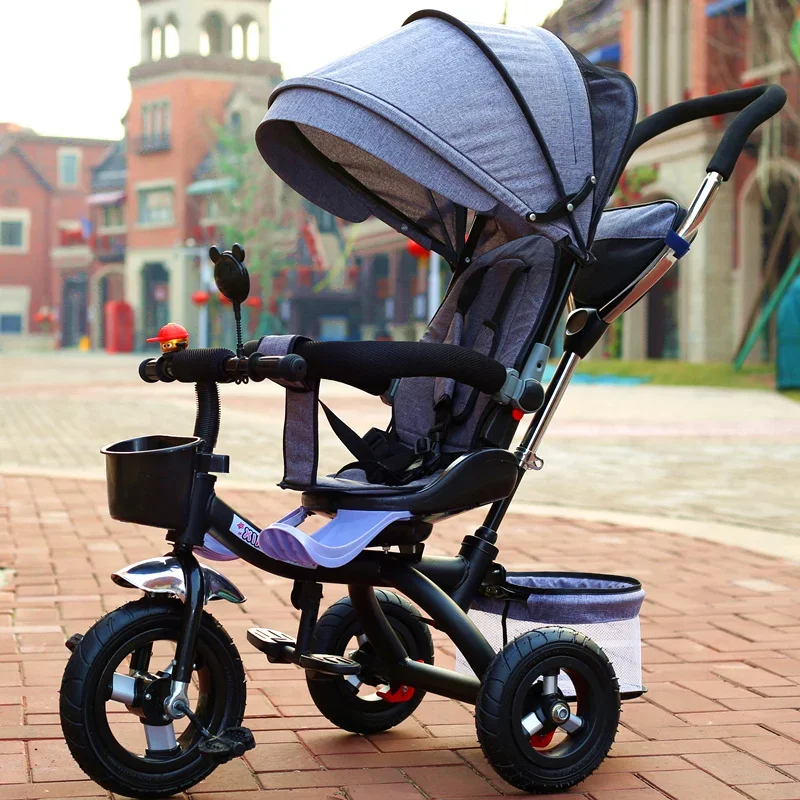 Baby Tricycle Folding Bicycle Three Wheel Baby Bike Stroller Swivel Seat Baby Carriage Pushchair Buggy Pram for Kids Trolley