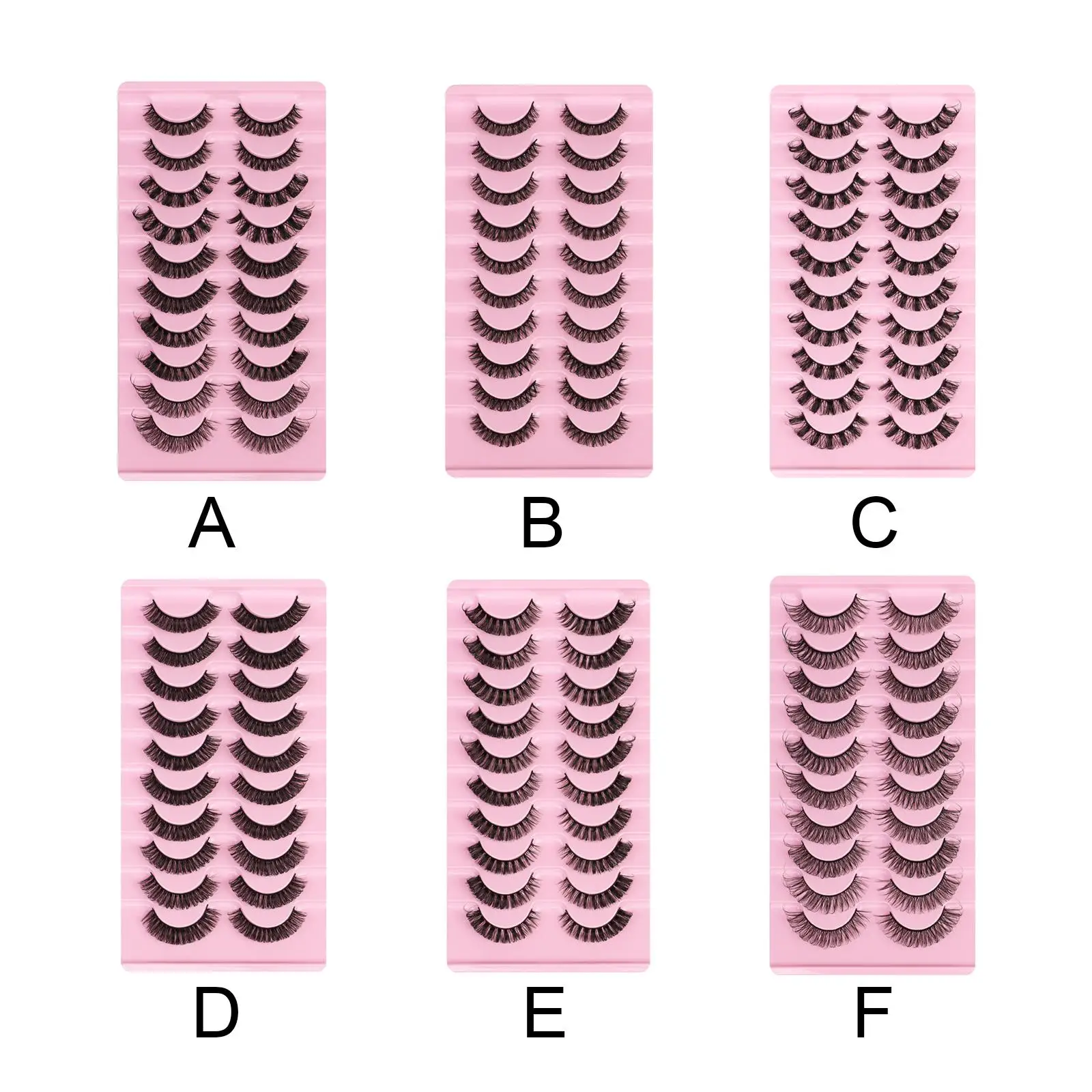 10 pares de cílios postiços de tira russa DD Curl aparência natural feitos à mão