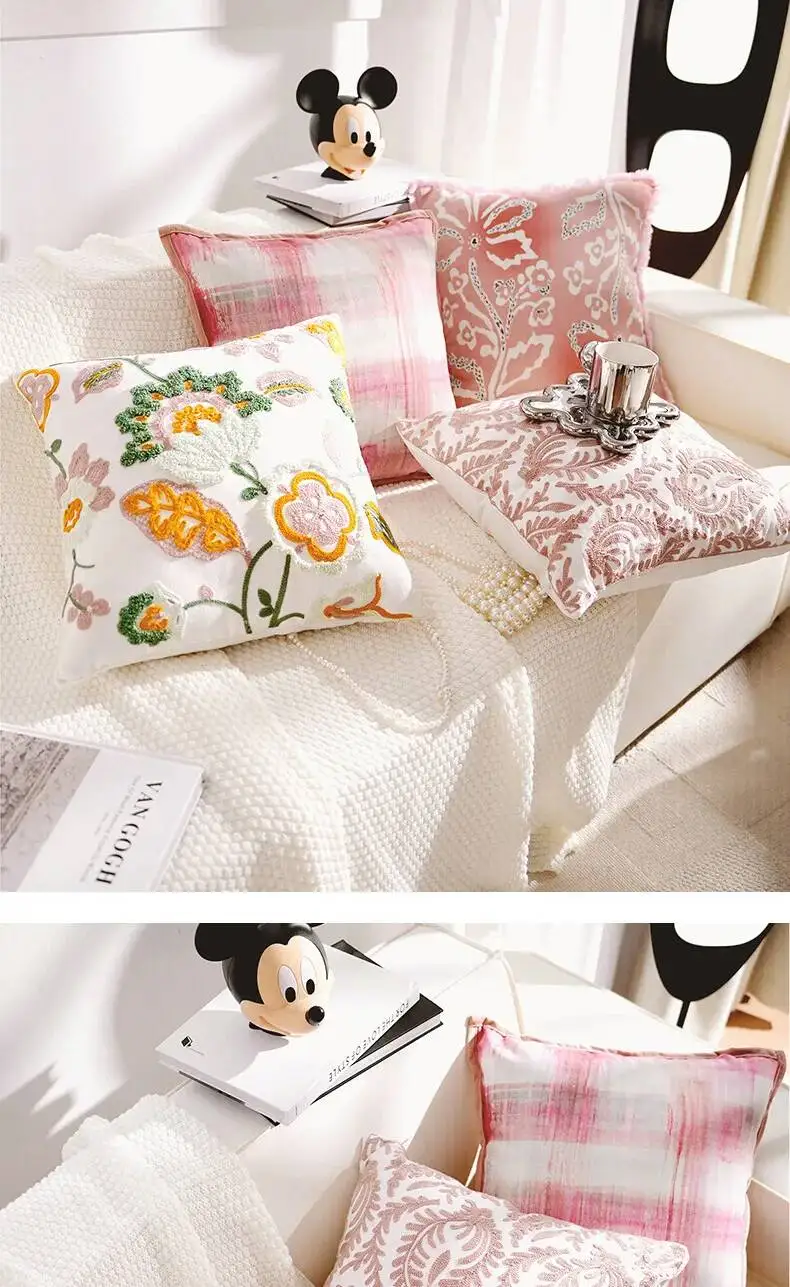 Boho Blumenbestickte Kissenbezüge, superweiche, getuftete Plüsch-Dekokissenhüllen für Sofa, Bett, Wohnzimmer, Heimdekoration – Detail 9