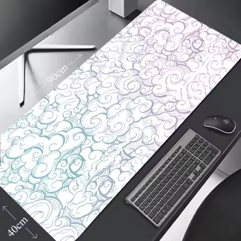 Japanese Clouds Mouse Pad Kawaii Black Desk Mat Office Carpet Large Gaming Mousepad Non-Slip Rubber Laptop Computer Accessories