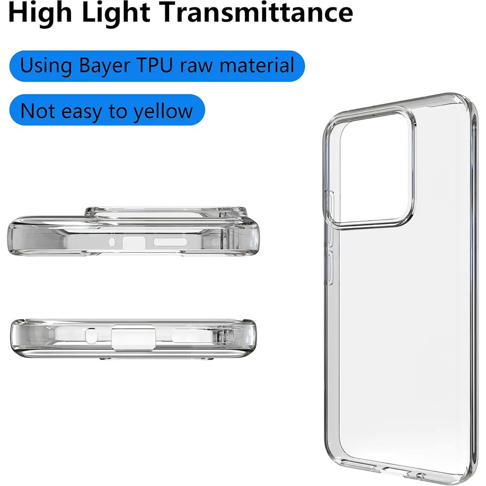 Ultra Thin Silicone Clear Soft Case For Xiaomi Mi 14 13 T 13T Pro Transparent Back Cover Phone Shell Shockproof TPU Bumper Funda image 5