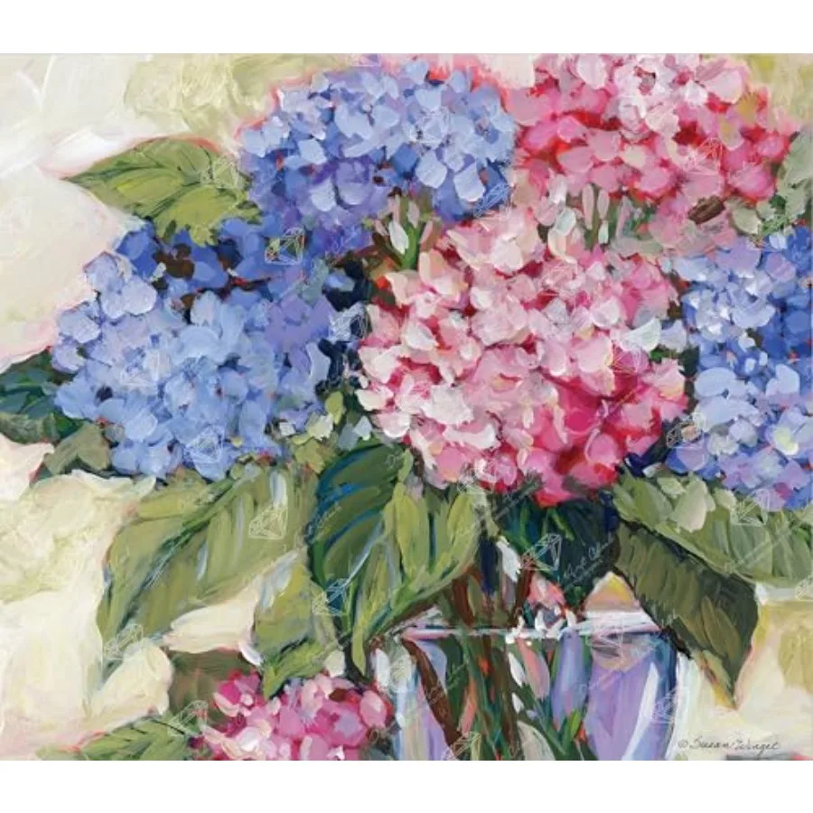 

Набор для алмазной вышивки «Гортензии»: увлекательное творчество своими руками для взрослых, круглый холст для алмазной вышивки 15 x 13 дюймов (38 x 33 см)