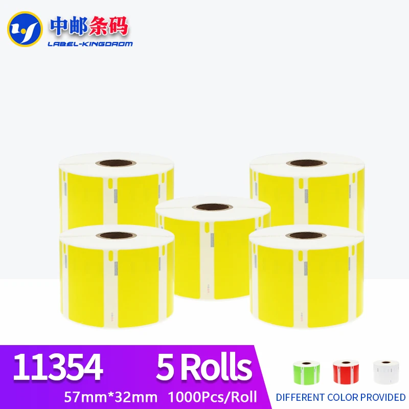 5 Rolls Dymo Compatible Yellow 11354 Label 57mm*32mm 1000Pcs  for LabelWriter 400 450 450Turbo Printer Seiko SLP 440 450