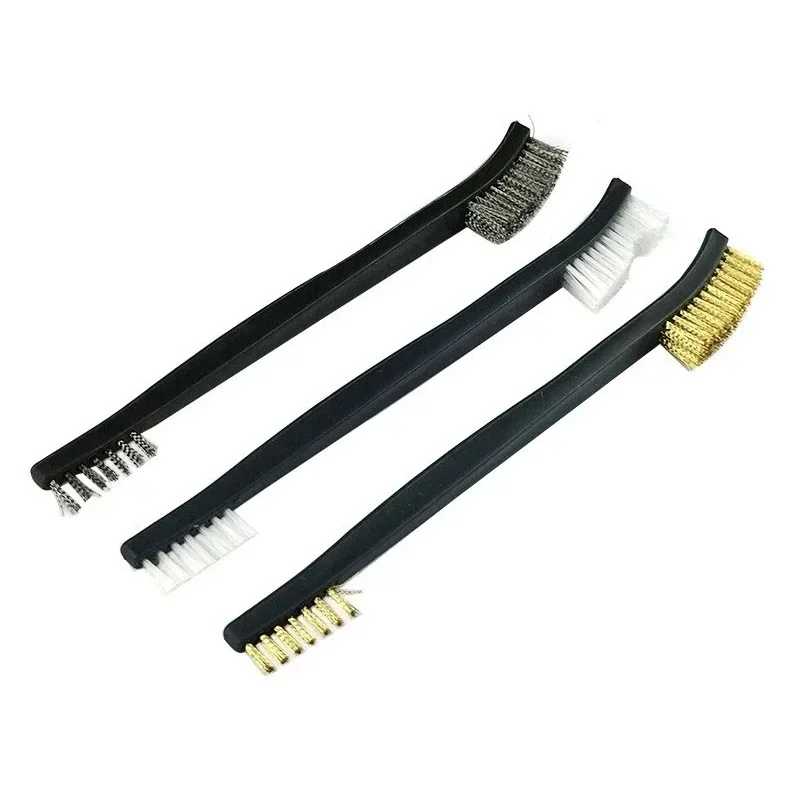 3/12/20Pcs Cleaning Tool Double-End Mini Wire Brush Set Stainless Steel Brass Nylon Cleaning Polishing Detail Metal Rust Brush