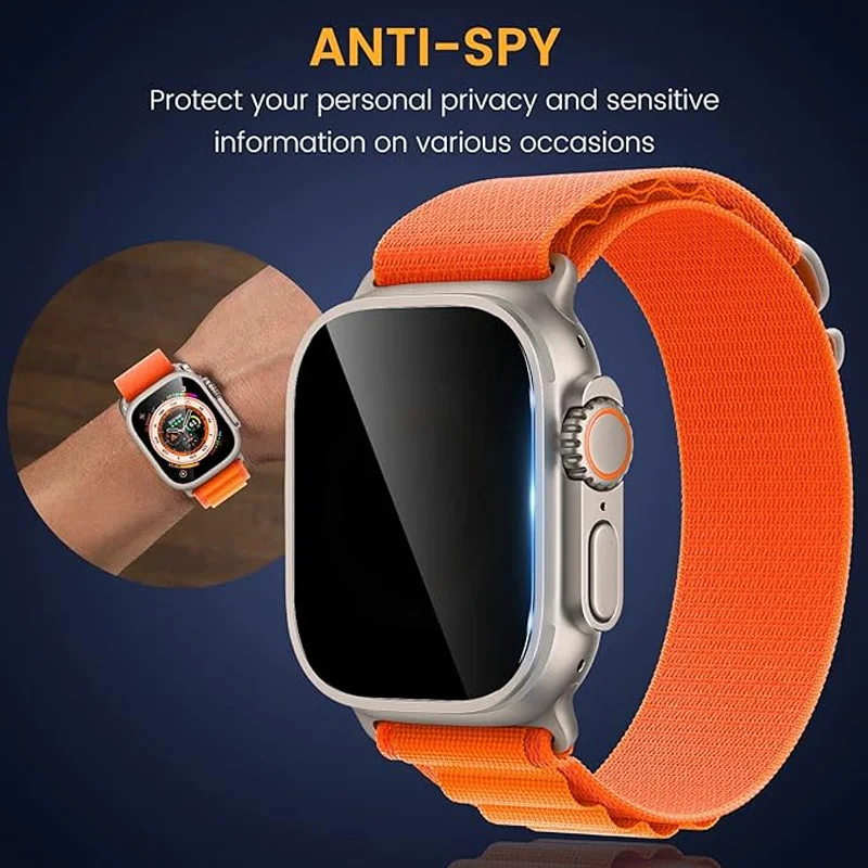 Pelindung layar Privasi untuk Apple Watch Ultra 2/Ultra 49mm Anti-proof pelindung layar kaca Tempered untuk iWatch aksesoris