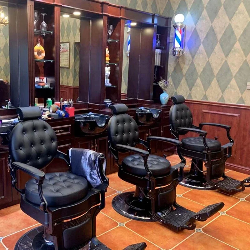 Vintage Men's Oilhead Shop Barber Chair Hair Salon Down Shave Shave Hair Salon Hair Cutting Chair