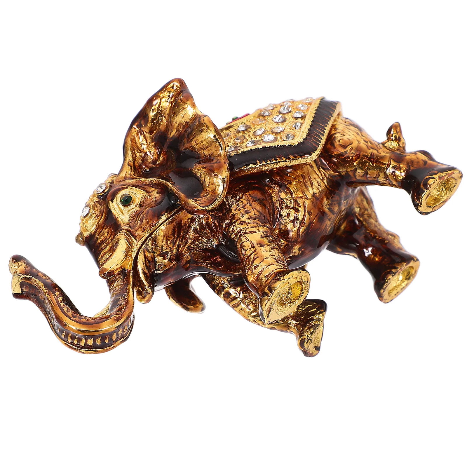 

1pc Elephant Jewelry Box Enamel Rhinestone Animal Decorative Trinket Storage For Rings Necklaces Home Office Organizer
