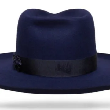 Wool Denim Navy Blue Vintage Jazz Top Hat Hot Sale In Europe And America Autumn And Winter Felt Hat