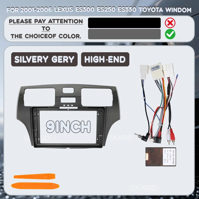 For 2001-2006 Lexus ES300 ES250 ES330 Toyota Windom 9INCH panel fascia cable video harness adapter player multimedia dashboard