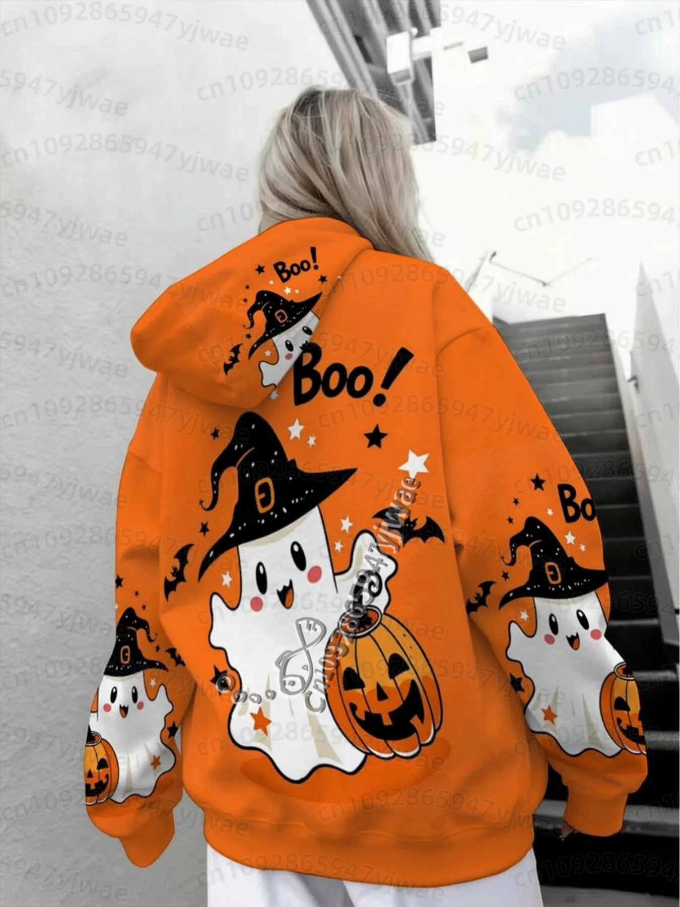 26 Winter Women Cosplay Halloween Boo Ghost Pumpkin Witch Hat Hoodie Graphic Pullover Party Sweatshirt Men Women Cosplay Hoodies