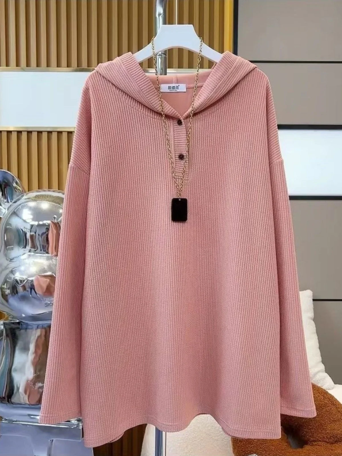 

plus Size Women's Hoodie 300 Pounds Long Sleeve Belly Covering Casual Comfortable Loose Fit Autumn Long Shirt Versatile Stree...