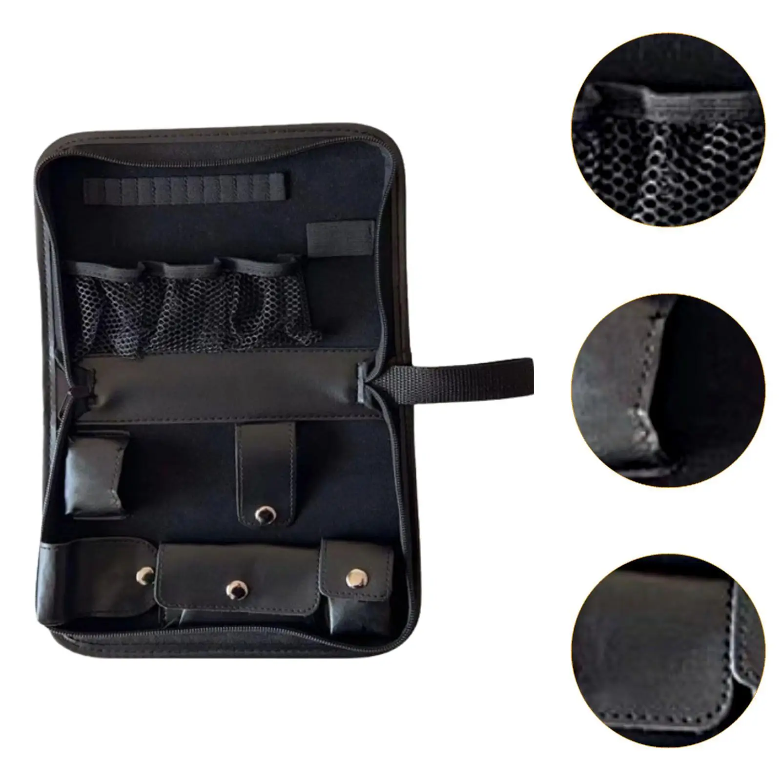 Golf Accessory Bag PU Leather Folding Ball Pouch Portable Organizer with Strap for Golf Tools and Training