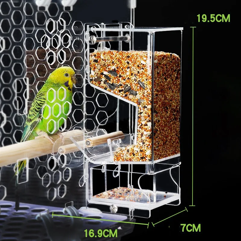 Haustier Vogel Automatische Fütterung Klar Vogel Feeder Acryl Anti-streusel Aufhängbare Papagei Feeder Vogel Futter Behälter Vogel Käfig Feeder