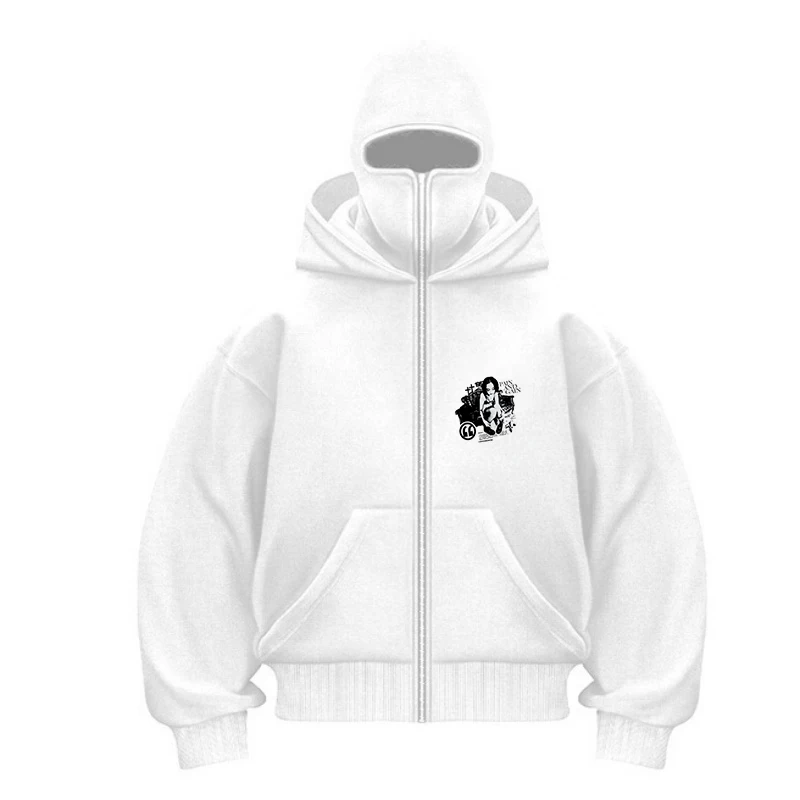 

Женская толстовка большого размера с воротником-стойкой, зимний флисовый пуловер Y2K, японская уличная мода, двойная шляпа с принтом, куртка-бомбер, жилеты