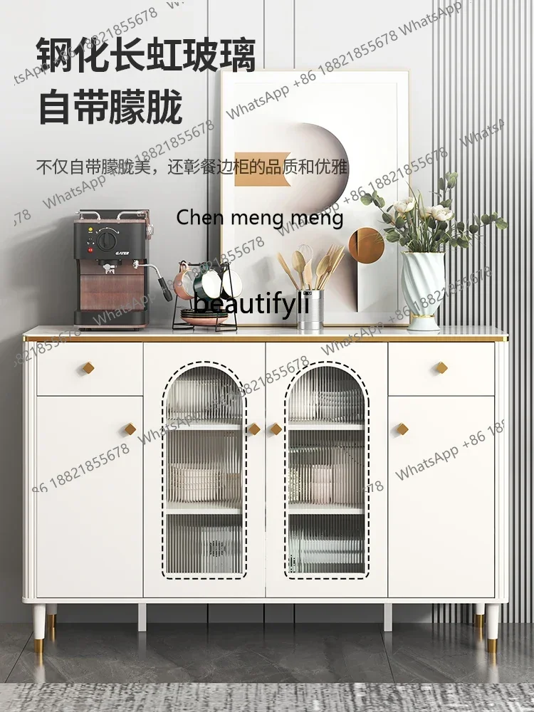 D178 Stone Plate Sideboard Wine Cabinet Modern Simple  Low Cabinet Integrated Wall Italian Minimalist Living Room High-End White