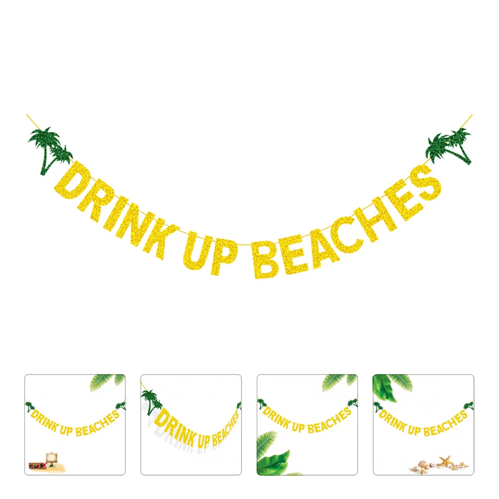 

1Pcs Hawaiian Party Banner Add Joy to Theme Party Simple Creative Design Golden Hanging Decoration Creative Photo Prop