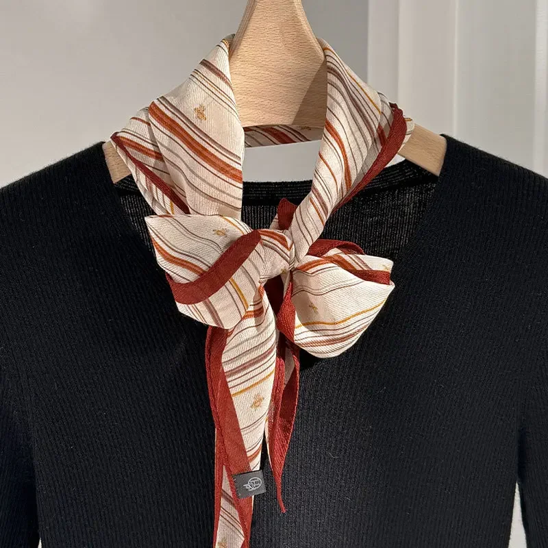 2025 جديد وشاح من الصوف الحريري 100% وشاح حريري حقيقي المرأة الحرير موضة طباعة تصميم الرقبة الأوشحة التفاف الزخرفية #6