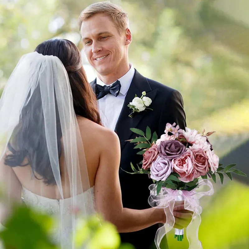 1 Stück Hochzeit romantische Braut strauß Hand Rosen Blumen sträuße künstliche Blumen Dekoration Valentinstag Geständnis Party Kirche