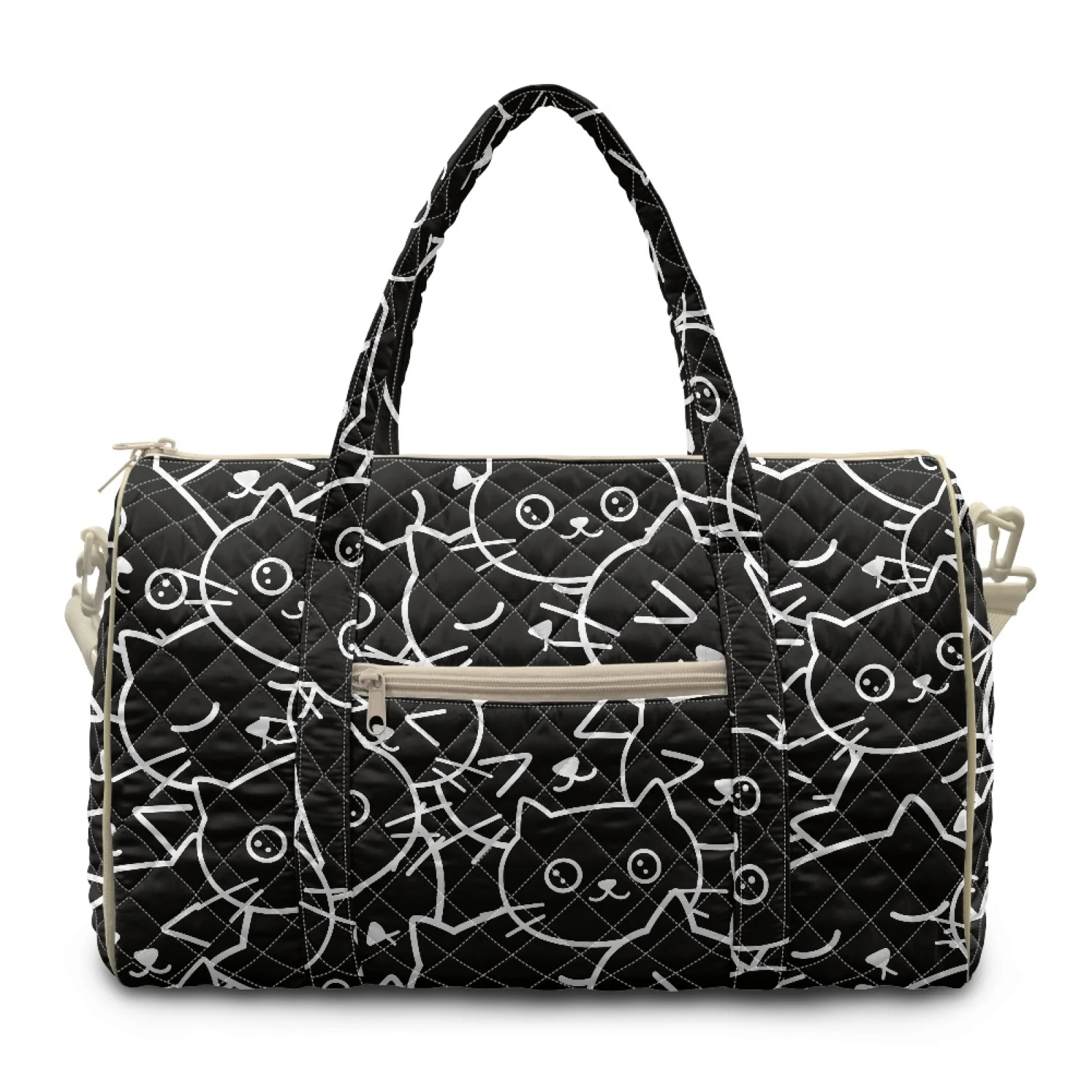 Coloranimal Black Cats Casual Carry On Tote for Beach Polyester Quilted Travel Bags New Trend