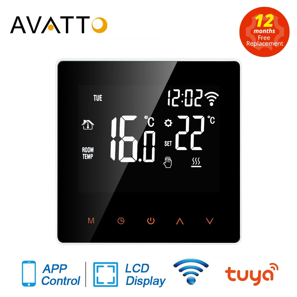 AVATTO – Thermostat Connecté WiFi, Pour Contrôler Le Chauffage Électrique Au Sol, Pour Chaudière Eau/Gaz, Fonctionne Avec Tuya