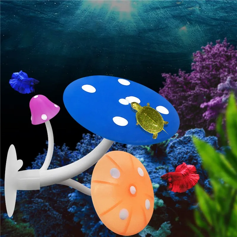 Fish Habitat Leaf with Suction Cup Betta Spawning Natural Shelter Fish Resting Mushroom Bed Aquarium Decoration Fish Supplies