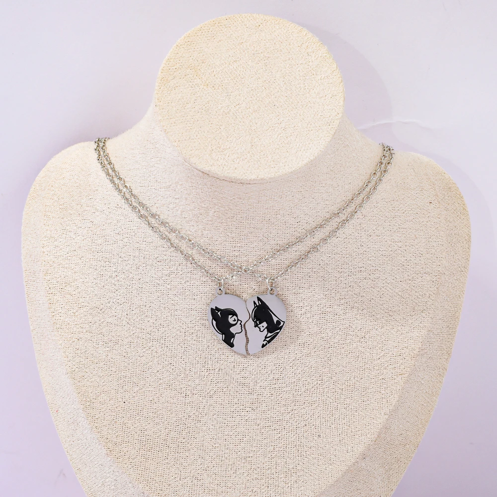 2 قطعة الخفافيش الحب الربط الفولاذ المقاوم للصدأ قلادة قلادة الأفلام تحت عنوان مجوهرات إبداعية بسيطة لهدايا عيد الحب