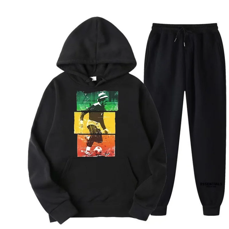 

Men's and women's casual sports hooded design sweater set, featuring printed design, comfortable and loose fit