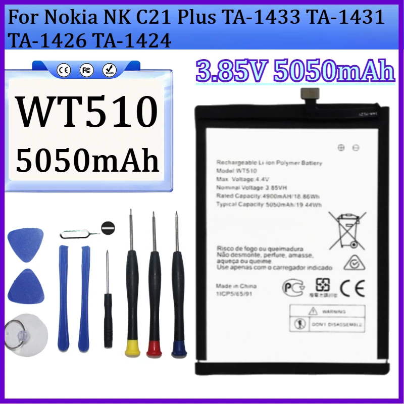 

New WT510 3.85V 5050mAh Replacement Battery for Nokia NK C21 Plus TA-1433 TA-1431 TA-1426 TA-1424 Mobile Phone Battery