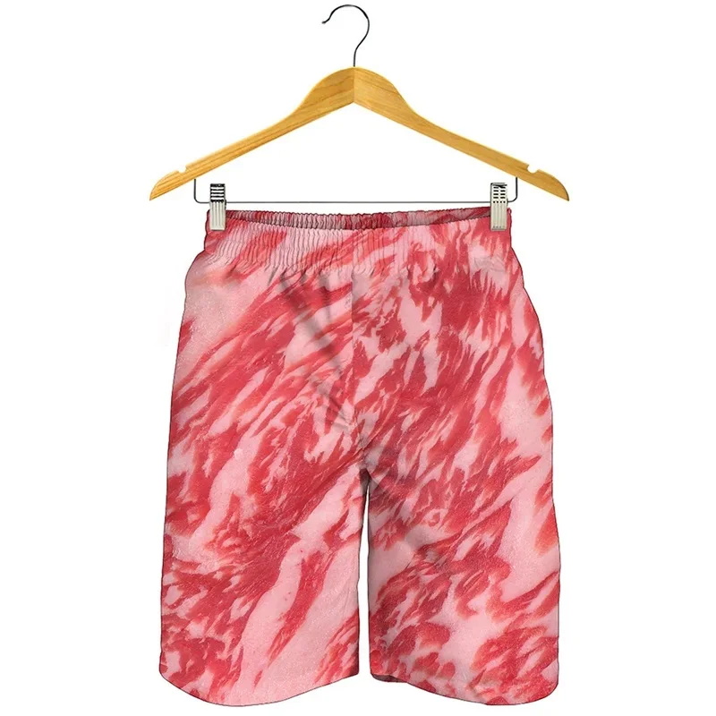 Funny Meat Graphic Beach Shorts For Men Summer Casual Board Ice Shorts 3d Print Loose Plus Size Trunk Short Pants Streetwear