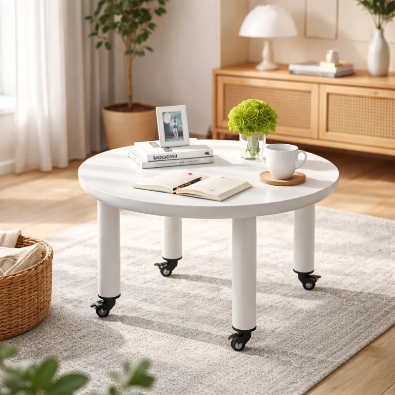 Painted Cylindrical Swivel Caster Table Legs with Brake Office Computer Desk Stand Waterproof Round Tube Mobile Feet for Table