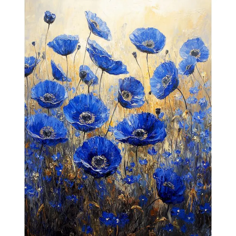 

GATYZTORY Painting By Numbers Adults Crafts Blue Flowers Wall Art Picture Easy Number Drawing On Canvas Oil Paint Handicraft Gif