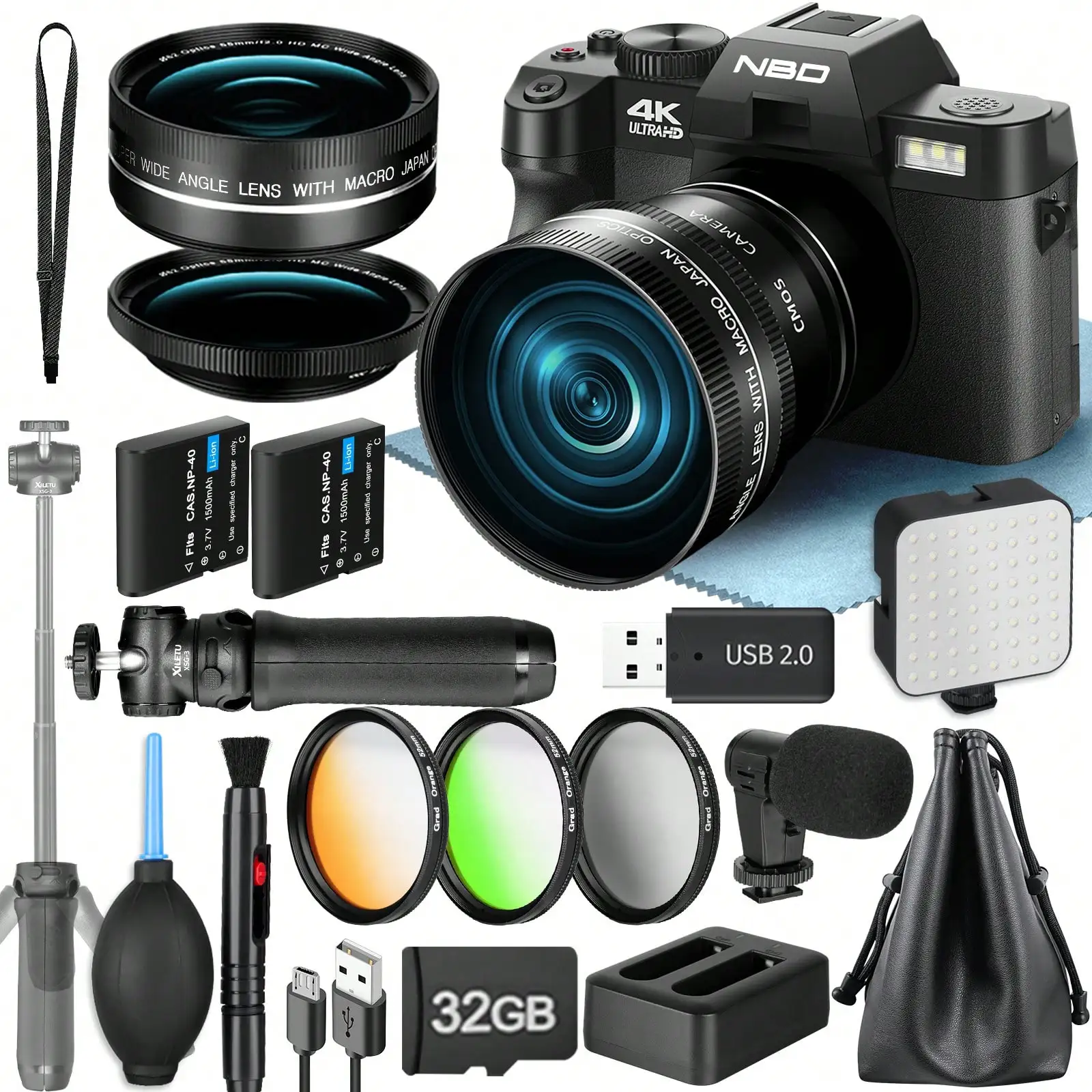 4K Digital Cameras For Photography, 48MP Vlogging Camera With Microphone, WiFi And Tripod Grip, Video Camera With Wide-Angle&Macro Lens, Content Creator Kit & Travel Camera.It Is An Excellent Gift For Graduation Season, Birthday Party, Christmas.