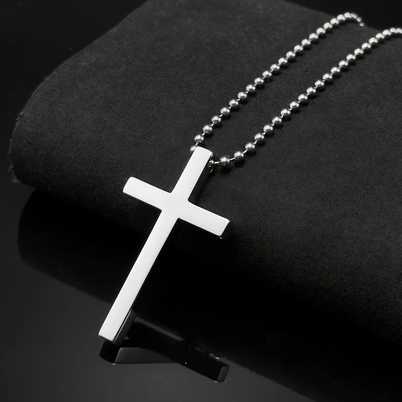 

Pure Titanium Italian Solid Bead Chain Cross Pendant Necklace for Women Women Army NO Allergic No Rust Bead Chain Cross Necklace