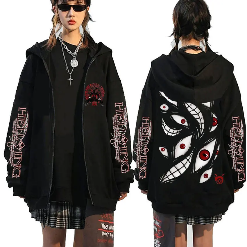 Fullmetal Alchemist Anime Sweatshirt Brotherhood Pride Eyes Printed Hooded Men Women Zipper Classic Hoodies Harajuku Zip Jacket