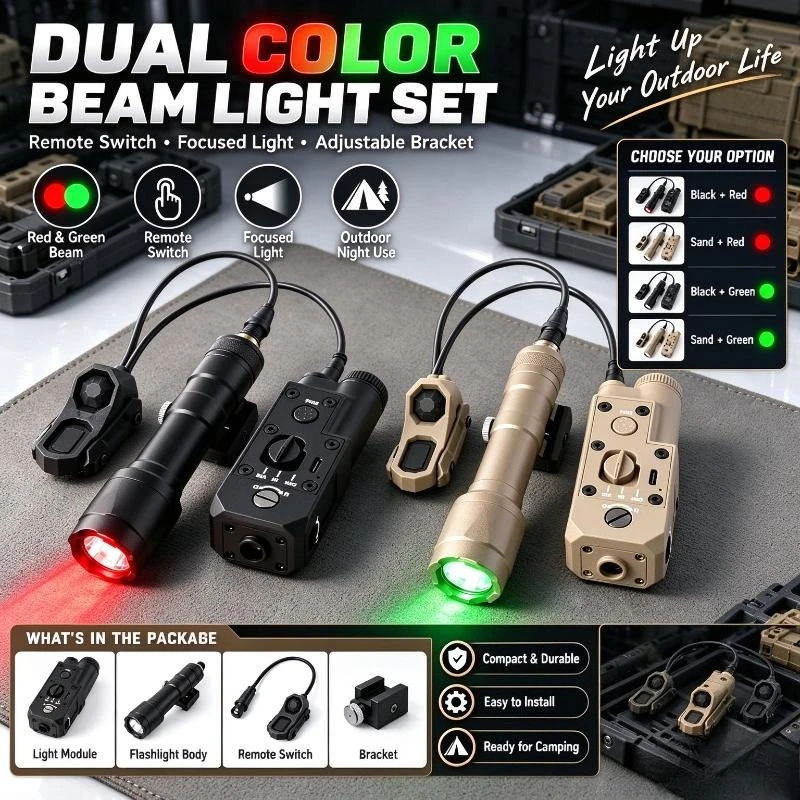 Red & Green Dual Color Beam Light Kit with Remote Switch, Focus Bright Light Adjustable Bracket, Night Camping Outdoor Gear