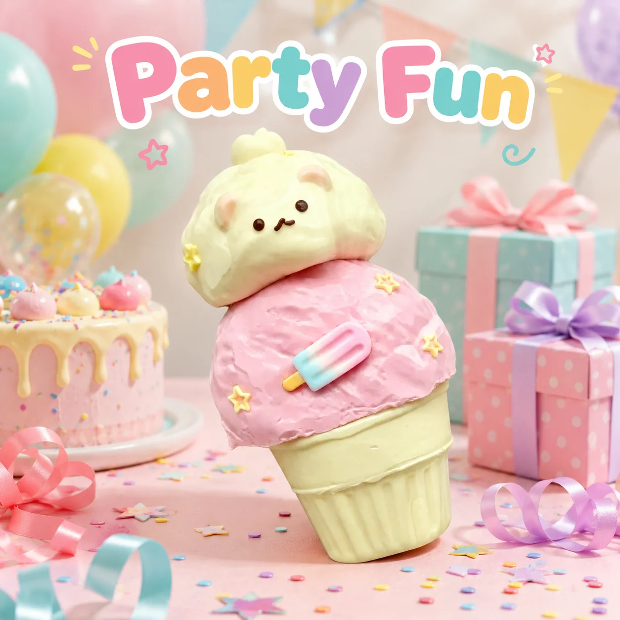 Cute Bear Dessert Squishy Toy Food Grade TPR Squeeze Toy Imitation Ice Cream Model ASMR Decompression Pocket Toy Gift - view 6