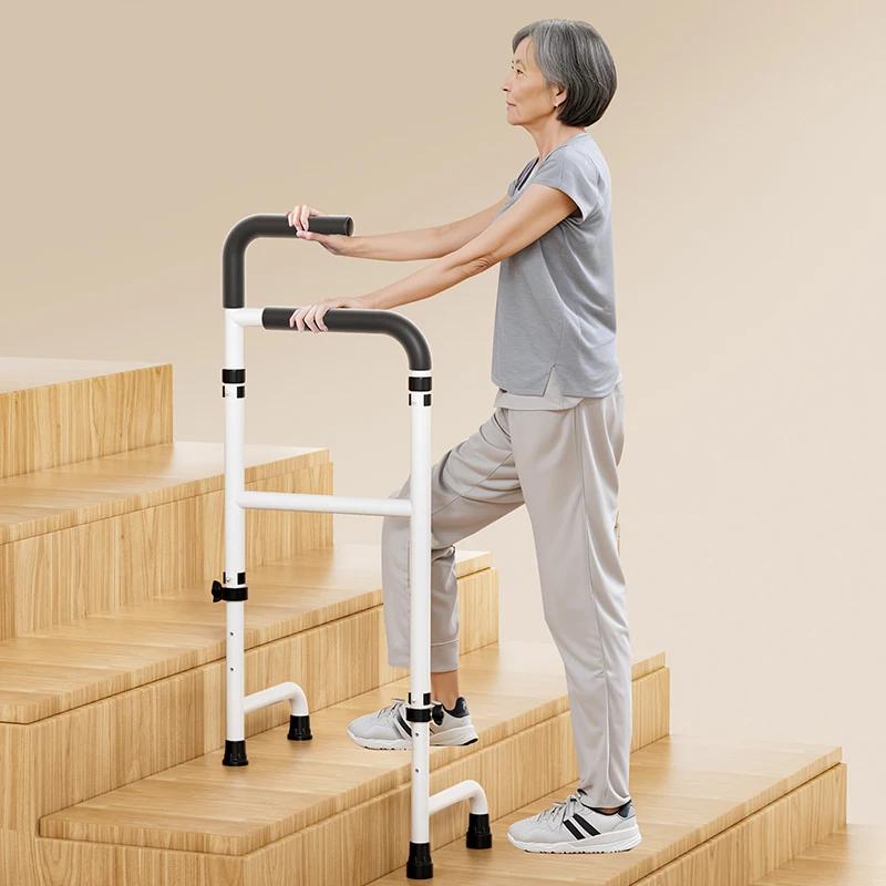‌Adjustable Stair Walker,Lightweight Anti-Slip Walking Stick,Silent Mobility Aid for Seniors, Foldable Climbing Assistant Helper