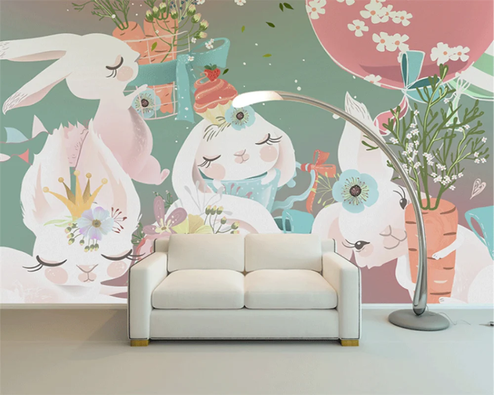 beibehang Customized hand-painted cartoon small animals boys and girls bedroom kindergarten front desk classroom wallpaper