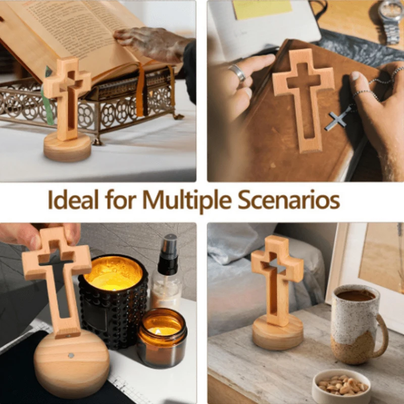 1 Pieza Cruz de Madera Crucifijo de Jesús de Pie Decoración de Pared o Mesa Adorno Religioso Cristiano para Iglesia Estatua Regalo