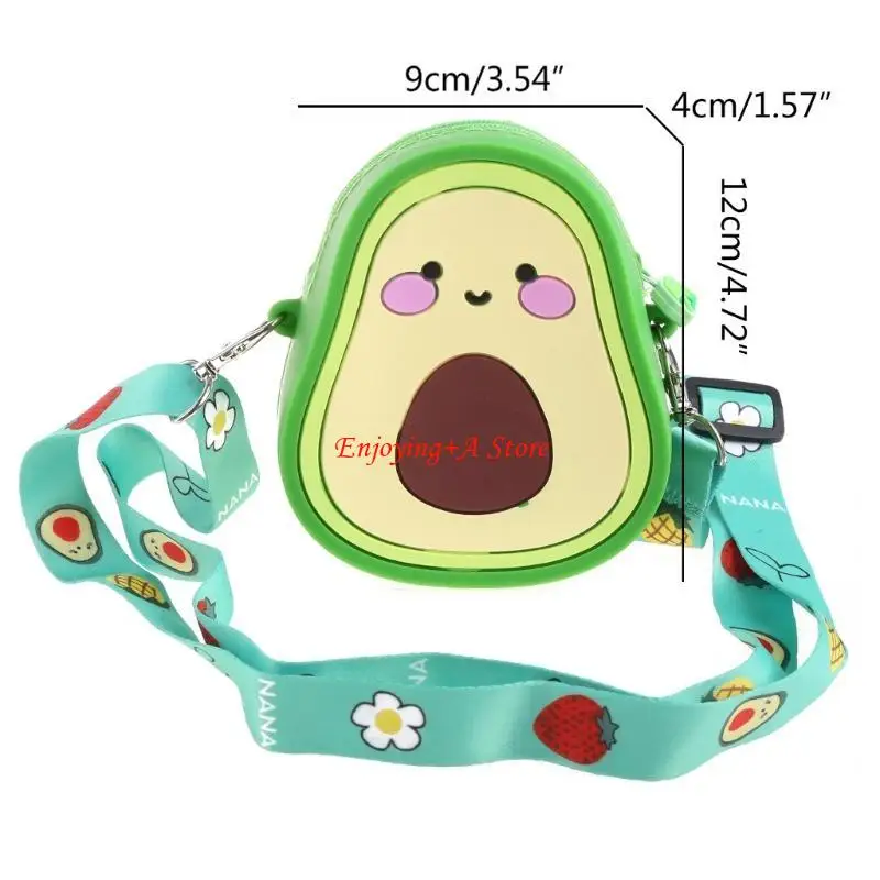 Pxpb silicona aguacate fresa strawberry monedas monedas para niños pequeños para niños bolso hombro