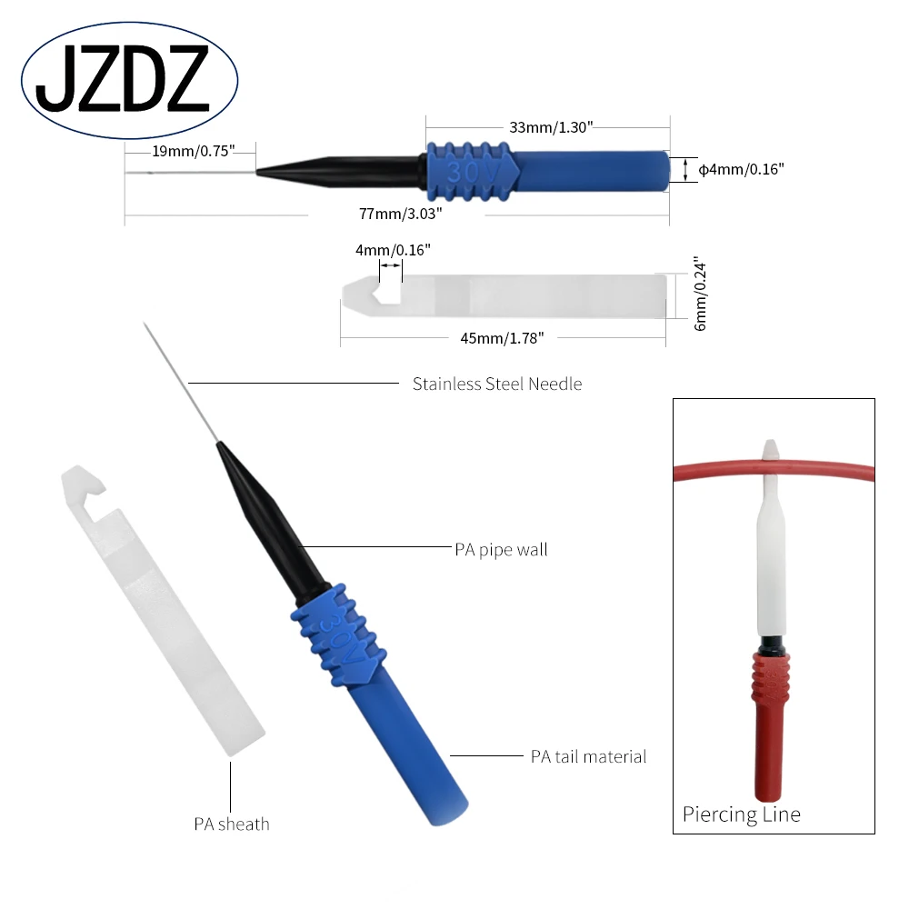 JZDZ 41PCS Multimeter Test Lead Kit 4MM Banana Plug to Alligator Clip Test Lead  with Wire Piercing Probes Alligator clip 80013