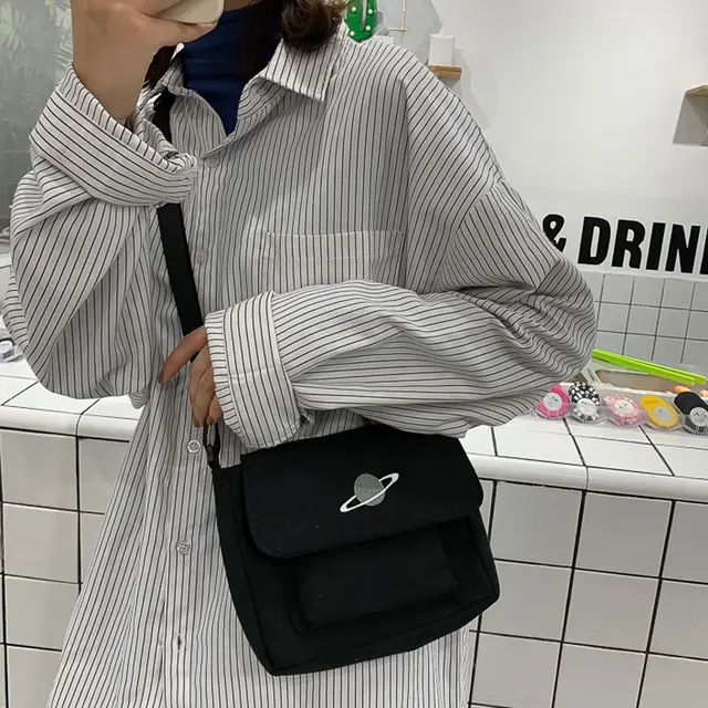 Torba na ramię z materiału żeglarskiego, w stylu koreańskim, oryginalna torba crossbody Suefeng dla uczennic.