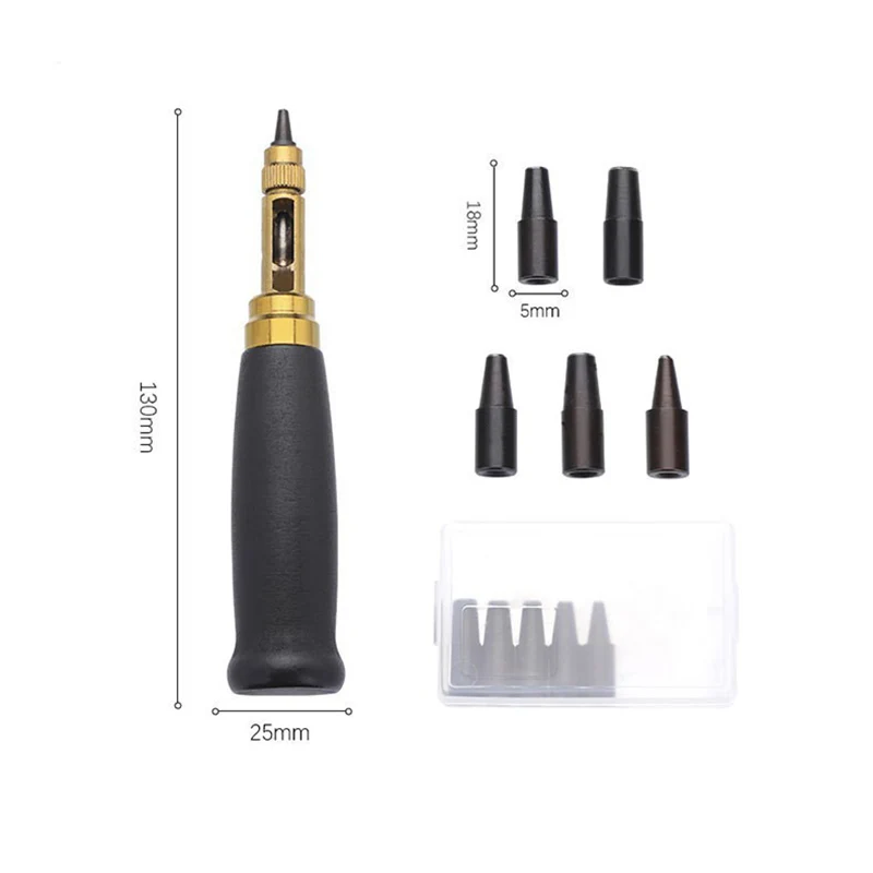 Hole Punch Screw Removable Book Drill Auto With 6 Size Tip 1.5-4mm Automatic Belts Screw Punch Leather Tool