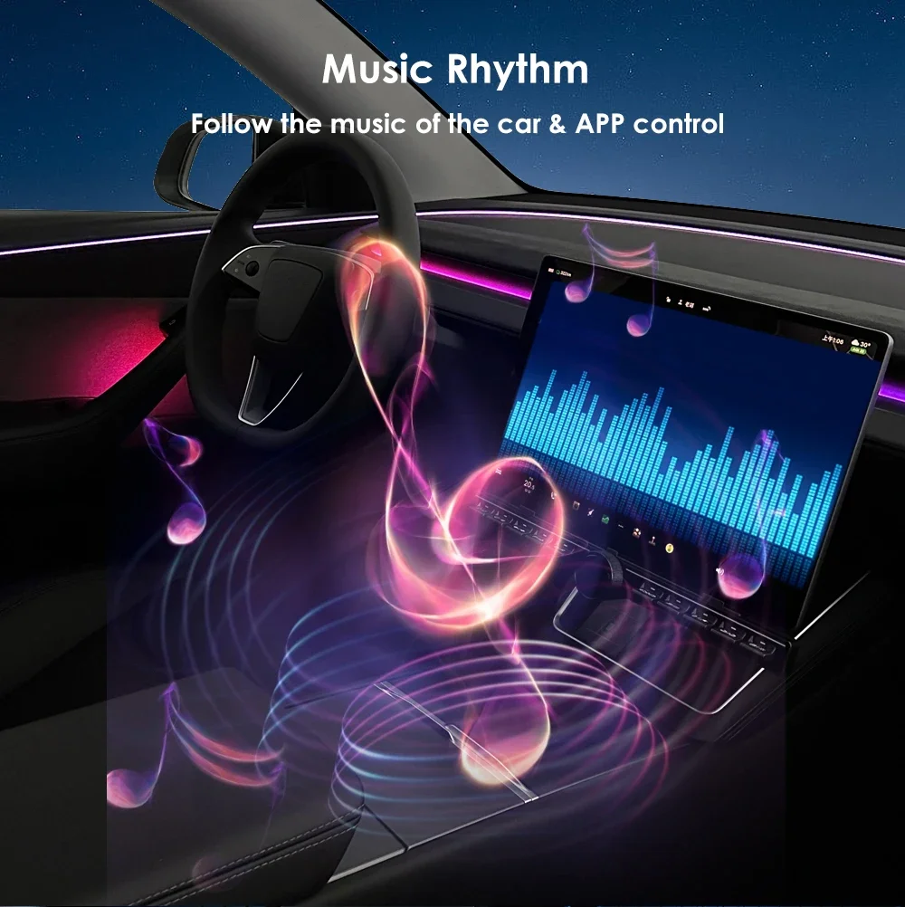 Dashboard Ambient Light Interior for Tesla Model 3 Highland 2023+ Y Juniper 26 Car Modification Accessories RGB Atmosphere Lamp