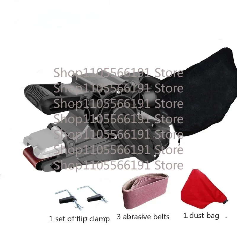 New Small HBS76B Electric Woodworking Portable Flat-Bottom Sanding Machine 220V Belt Dust Bag Sanding Belt