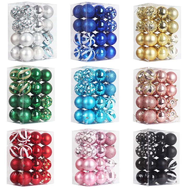 Neue 24 teile/los 8 cm Farbe Dekoration Ball Weihnachten Baum Hängen Ornamente Glänzende Flitter Ball Für Home House Bar party Decor – Detail 17