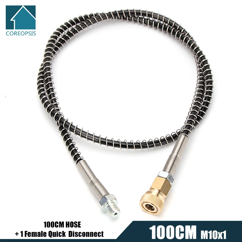 

100cm High-Pressure Nylon Hose with Quick Connect Couplings M10x1 Thread 40Mpa PCP Pneumatics Air Refilling with Spring Wrapped