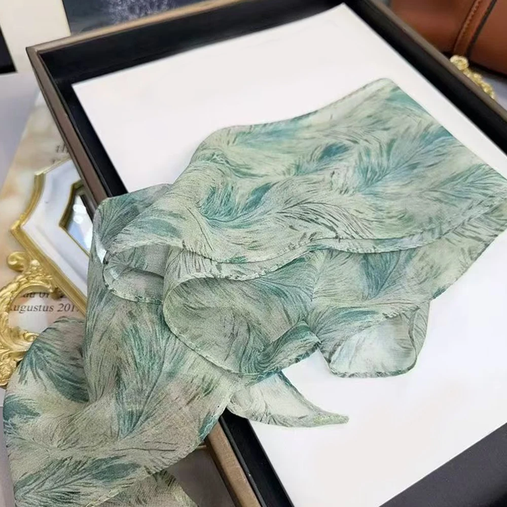 1 Stück Hochwertiger Ganzjahres-Leichtgewicht-Langer Seidenschal Elegante Halstuch für Schmale Kragen Vielseitiges Damen-Modeaccessoire – Detail 7