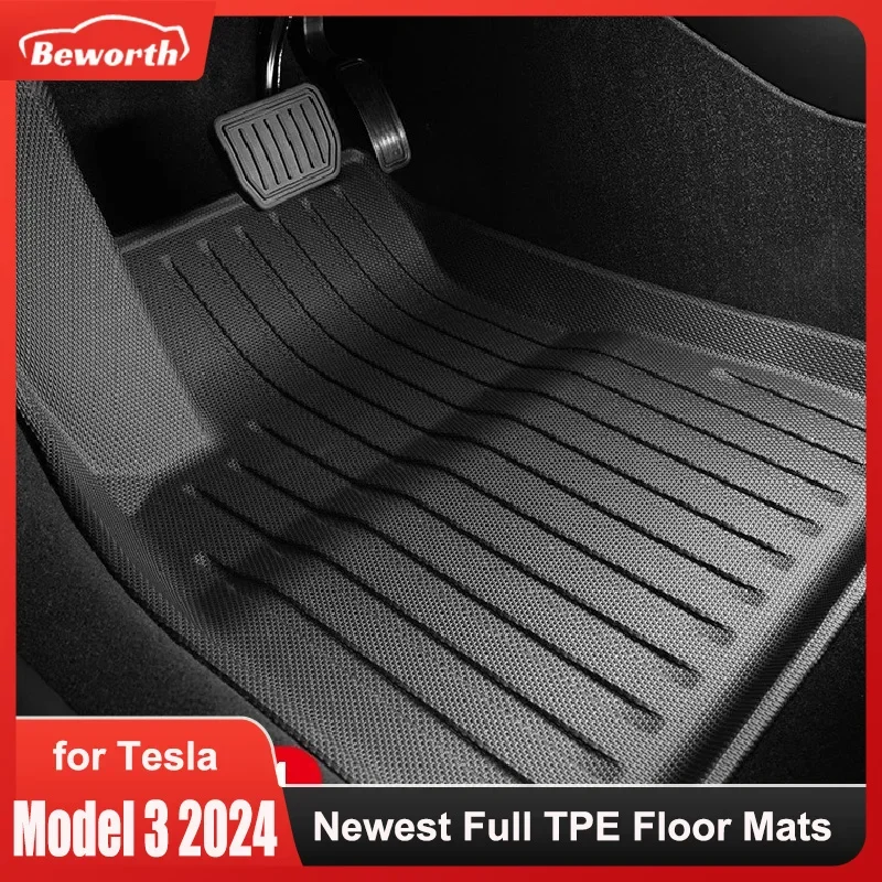 Model3 2024 TPE Floor Mats for Tesla Model 3 Anti-Slip All-Weather Pad Fully 3D Foot Pad Protector Cover interior Accessories